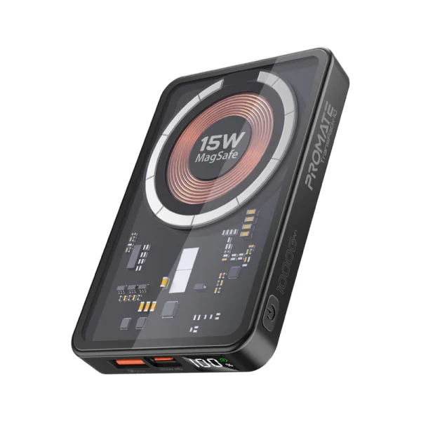 Promate Transparent 15W MagSafe wireless charging power bank