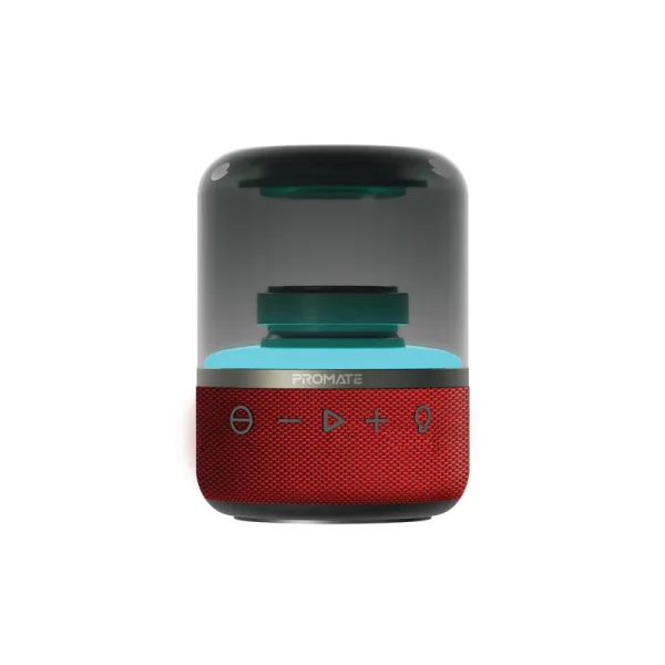 Promate Glitz Small LumiSound 360° Surround Sound Speaker Red